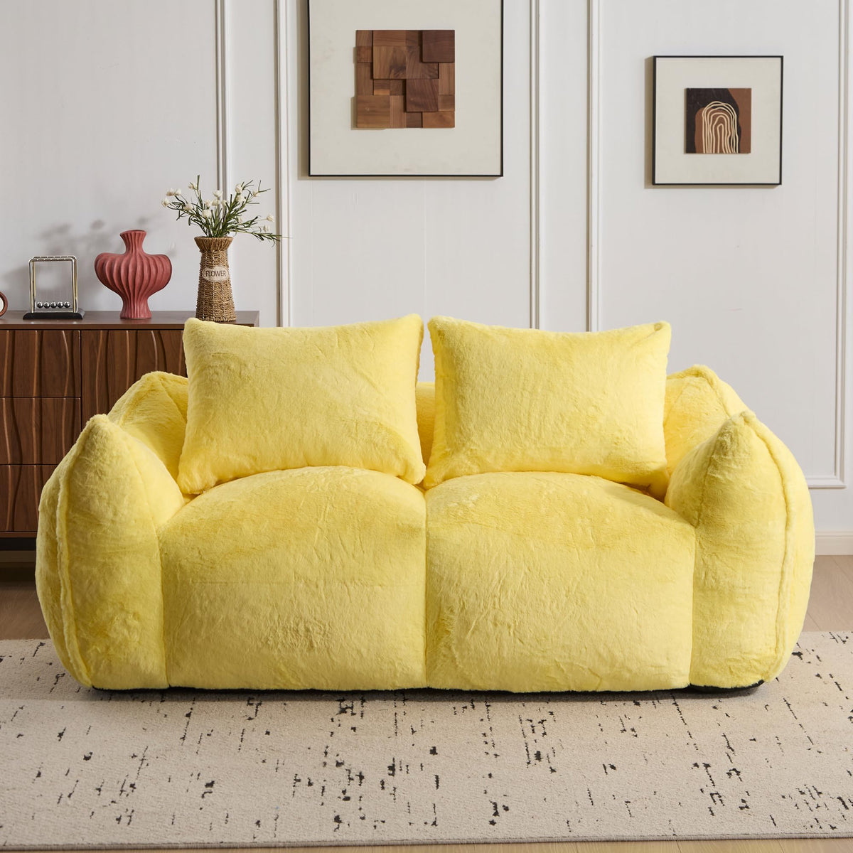 Oversized Faux Fur Memory Foam Bean Bag Chair E701235