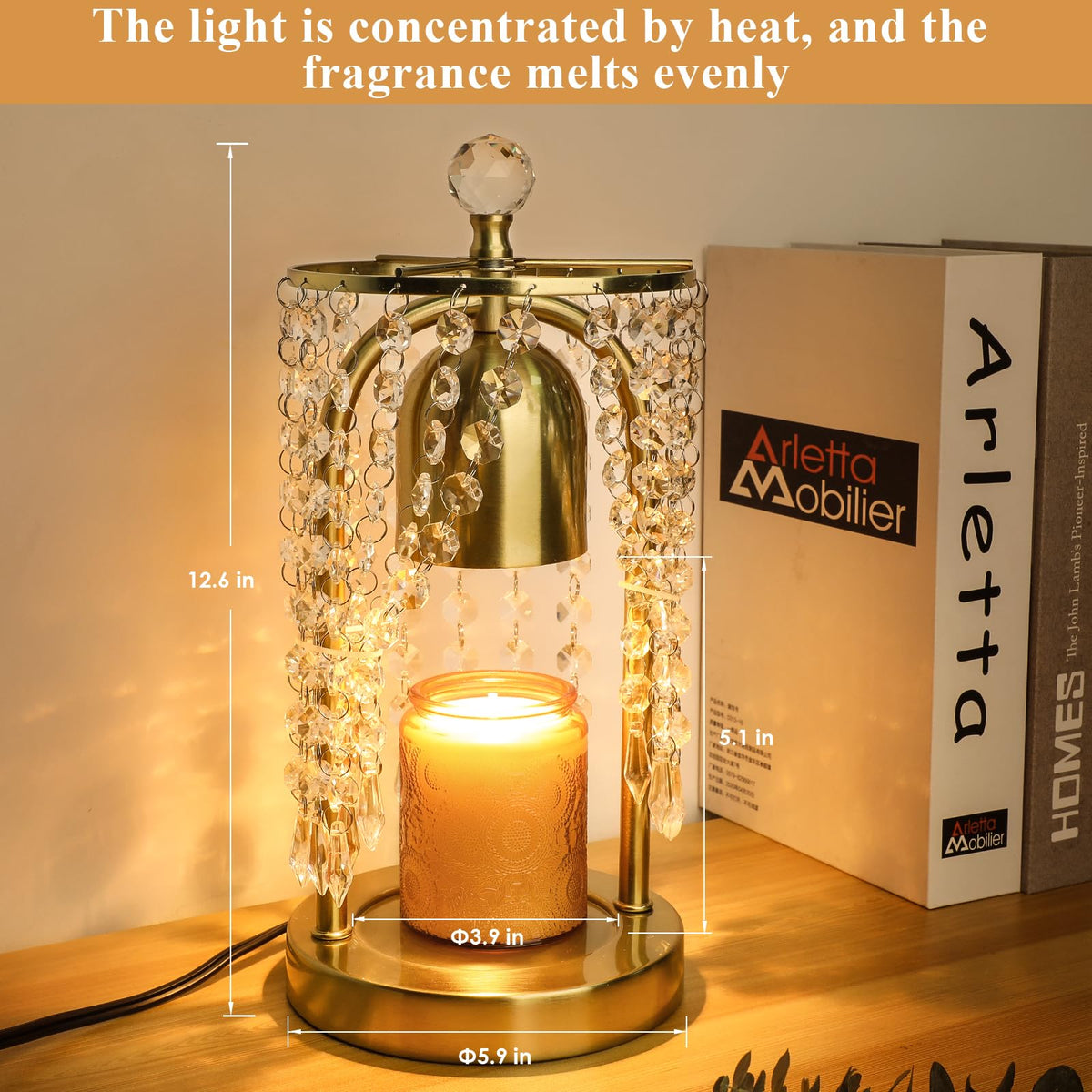 Gold Candle Warmer Lamp with Timer and Dimmer F6886