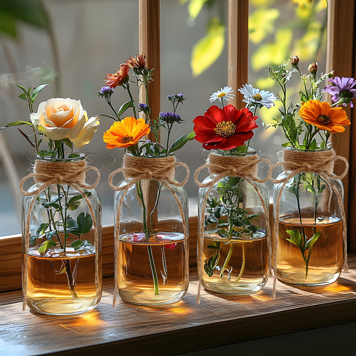 Set of 12 Clear Glass Vases Z798