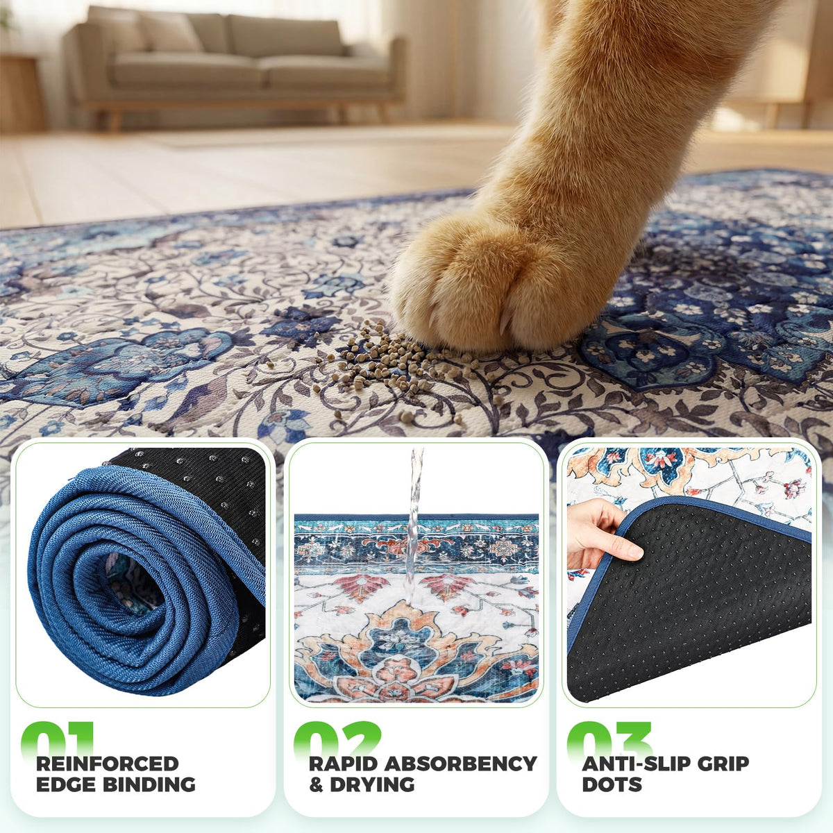 Cat Litter Mat 2 Pack, 18x28 Machine Washable Waterproof Non Slip M999