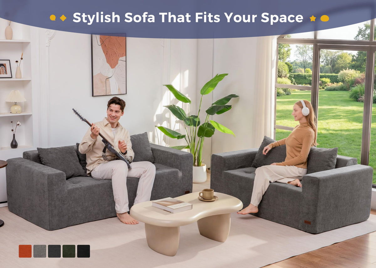Light Grey Chenille Modular Sofa Couch C61354