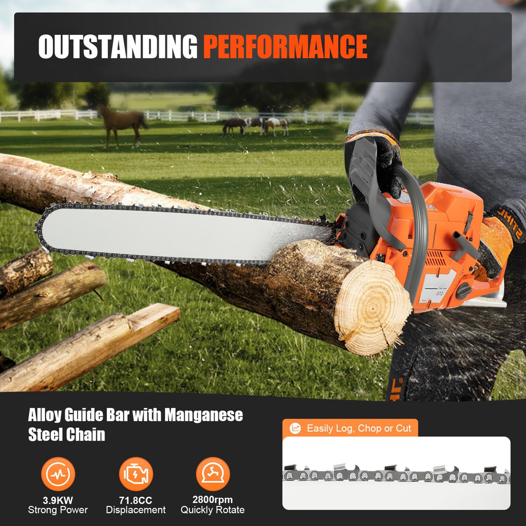 24 Inch 72CC 2-Stroke Gas Chainsaw R939194