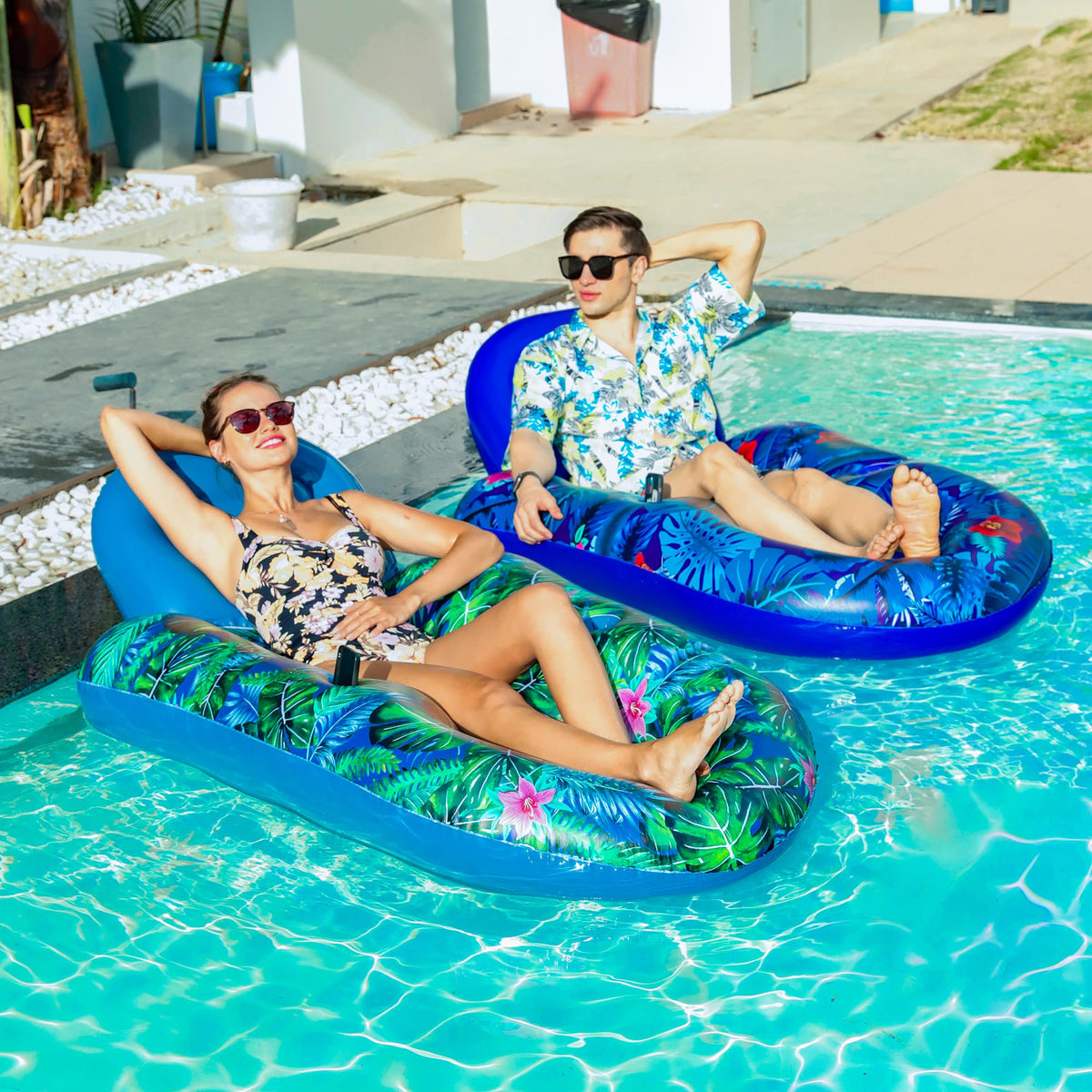 Inflatable Pool Float Chair with Cup Phone Holder J69465