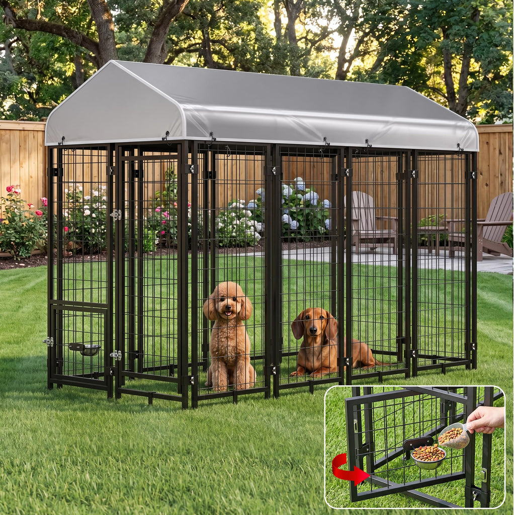 8x4x6 FT Heavy Duty Outdoor Dog Kennel with Roof E85937