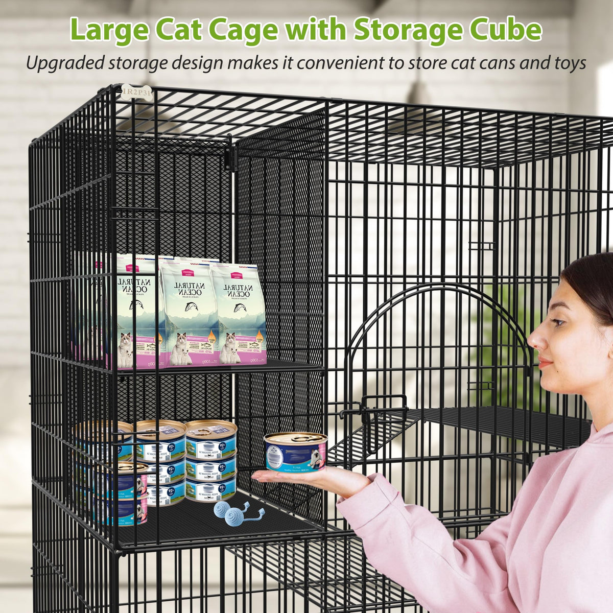 Extra Large Cat Cage Indoor Enclosure with Storage Cube M469