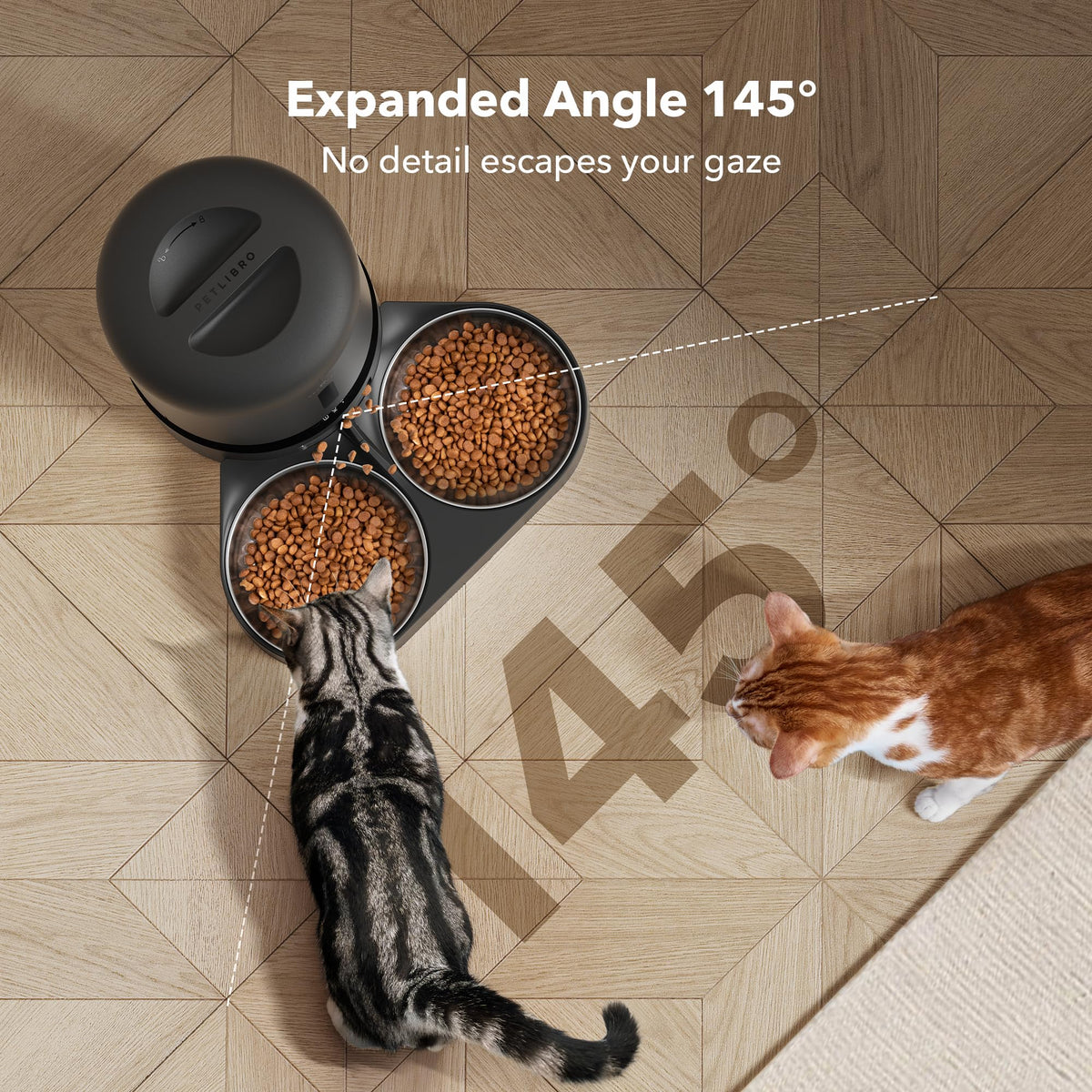 Automatic Cat Feeder with Camera, 1080P HD Video, 5G WiFi, 2-Way Audio, Dual Tray, Black 5L N114691
