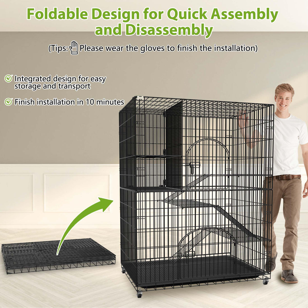 Extra Large Cat Cage Indoor Enclosure with Storage Cube M469